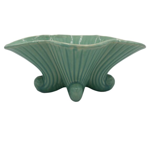 Vintage Shawnee Ceramic Planter Pot Green Glaze Pottery Footed Pedestal Vase - Picture 1 of 6